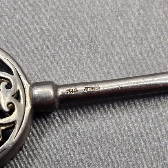 VTG Jane Seymour Open Hearts Sterling Silver Diamond Key Pendant 2.25" JWBR - Picture 5 of 9